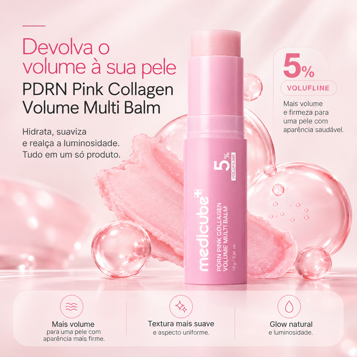 Balm Facial PDRN Pink Collagen Medicube – Hidratação e Volume