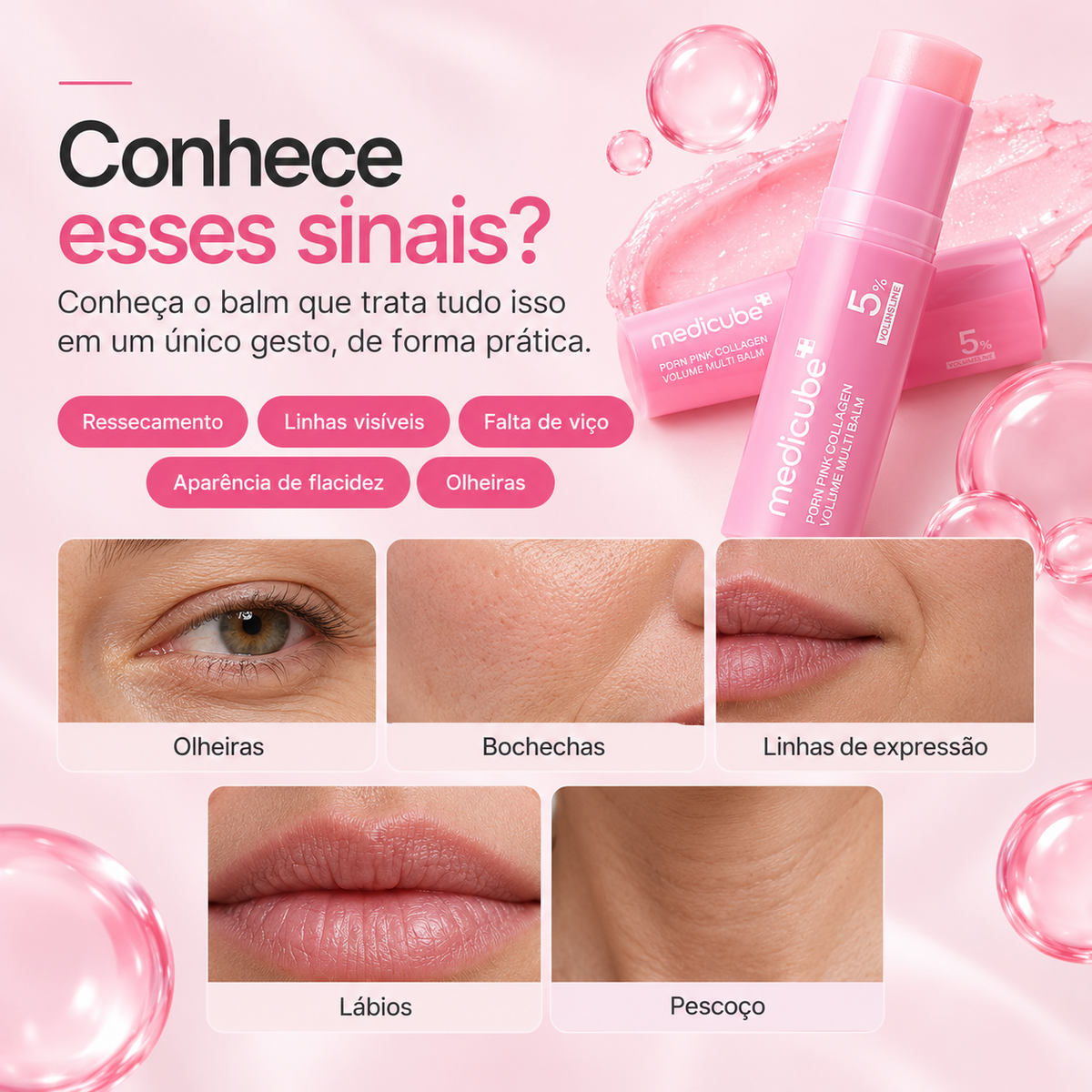 Balm Facial PDRN Pink Collagen Medicube – Hidratação e Volume