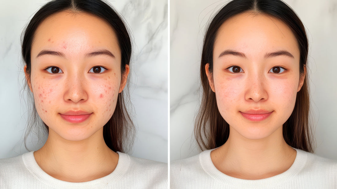 Antes x Depois de uma pele acneica.