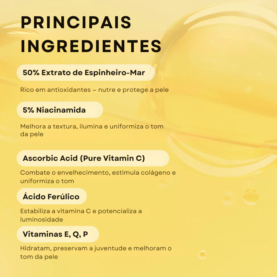 Creme com Sea Buckthorn e vitamina C para pele radiante